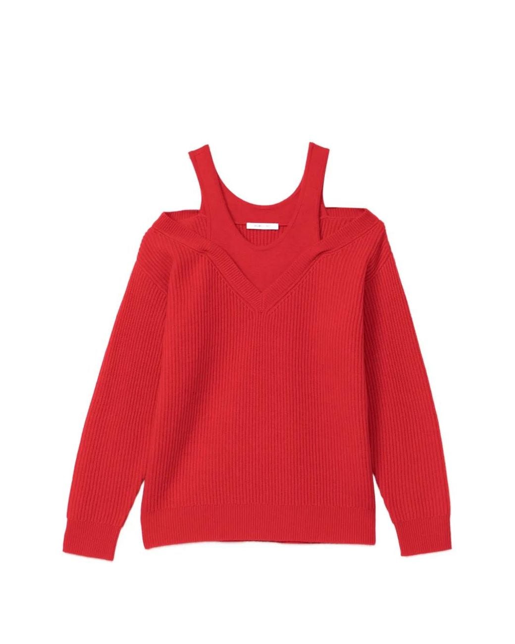 Helmut Lang Red Cut-Out Rib-Knit Sweater