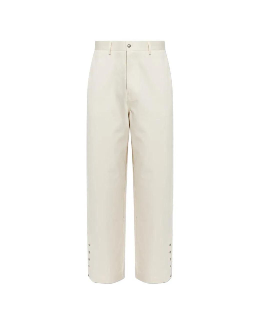 Palm Angels White Press-Stud Straight-Leg Trousers for men