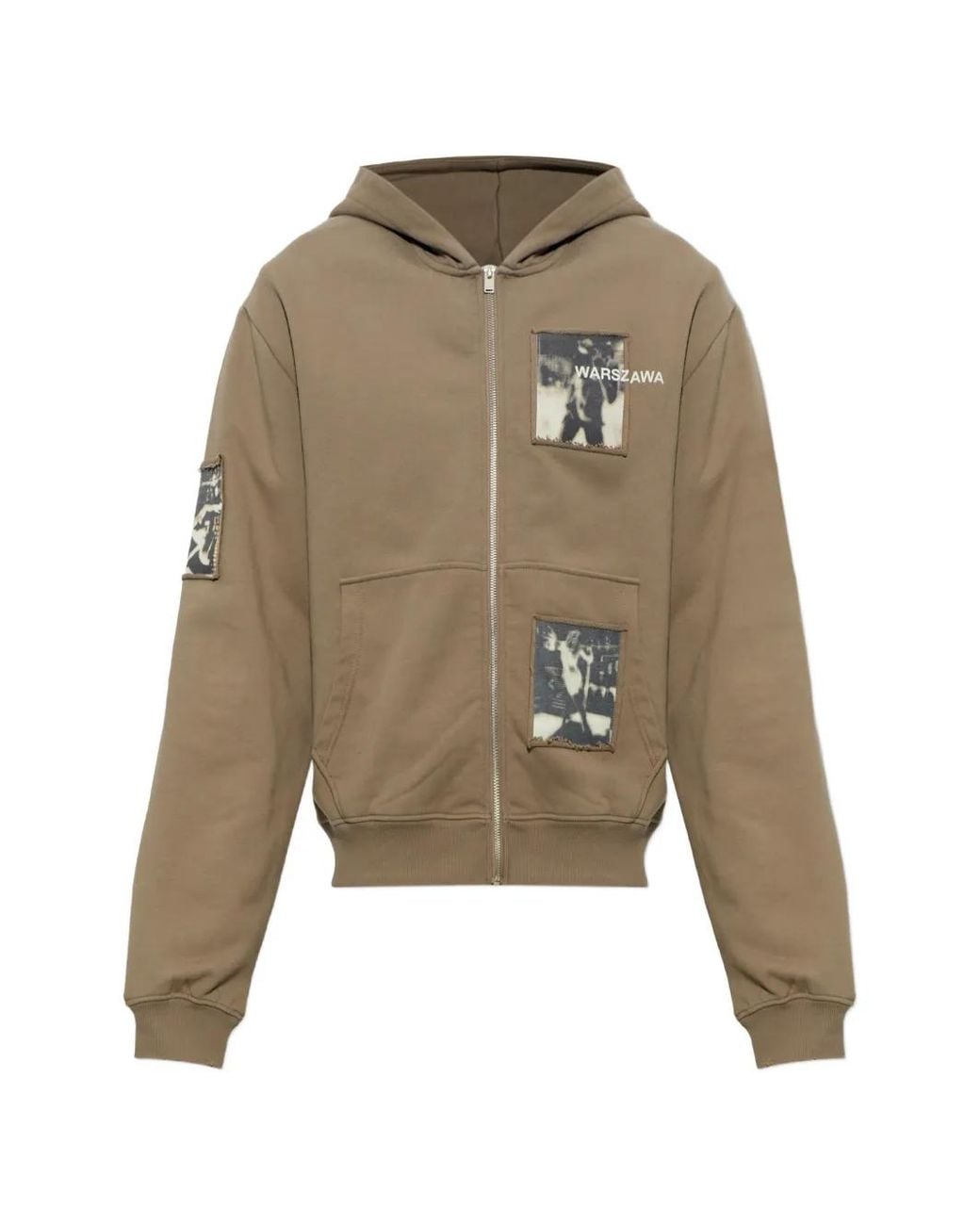 M I S B H V Natural Graphic-Patch Zip-Up Hoodie