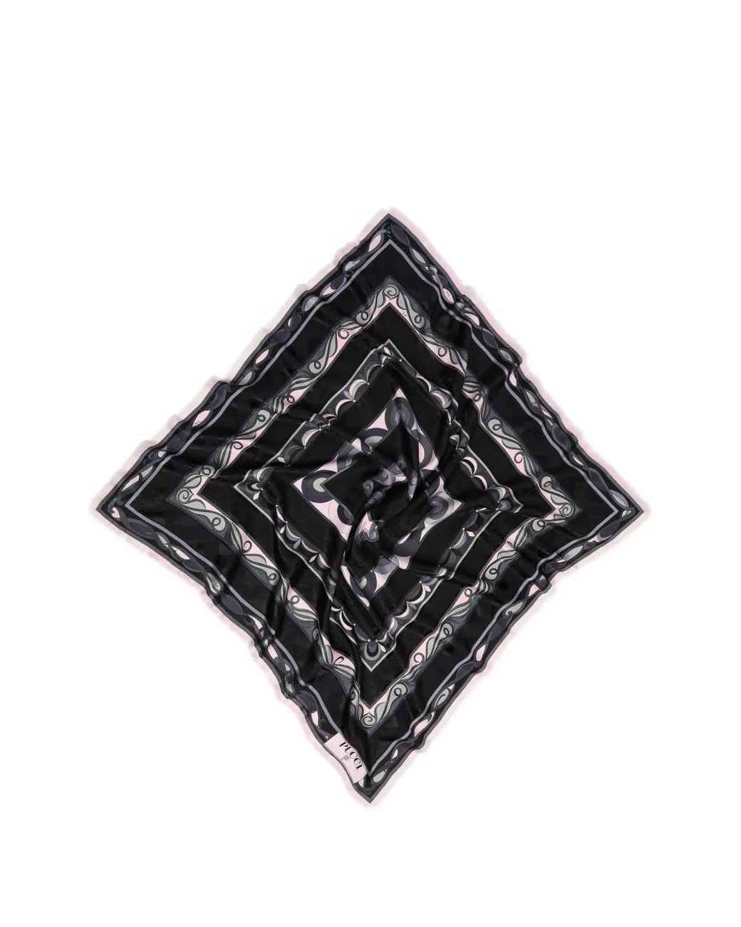 Emilio Pucci Black Écharpe Carrée À Mélange D'Imprimés En Jacquard