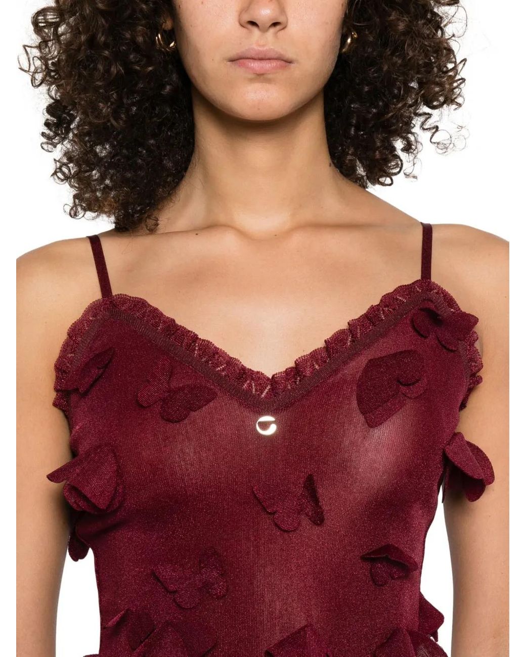 Coperni Red Burgundy Spaghetti Strap Top