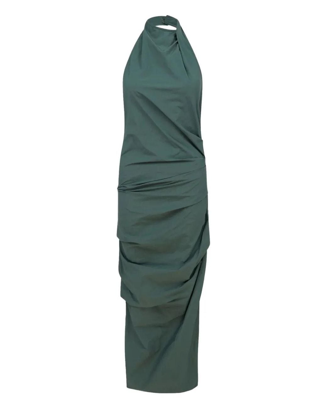 Paris Georgia Green June Halterneck Gathered Midi Dress
