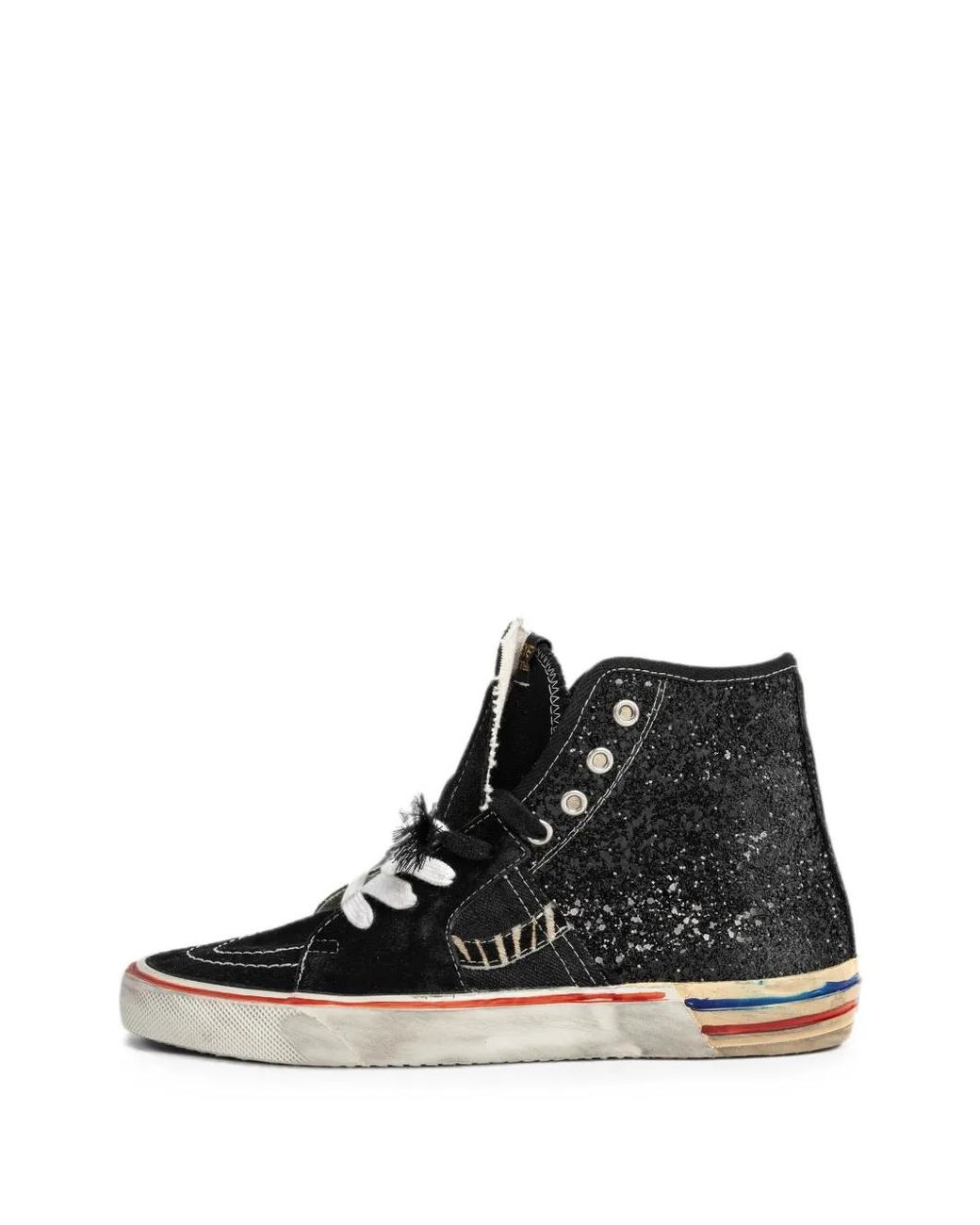 Paul Esterlin Black Calystar Glitter-Embellished High-Top Sneakers
