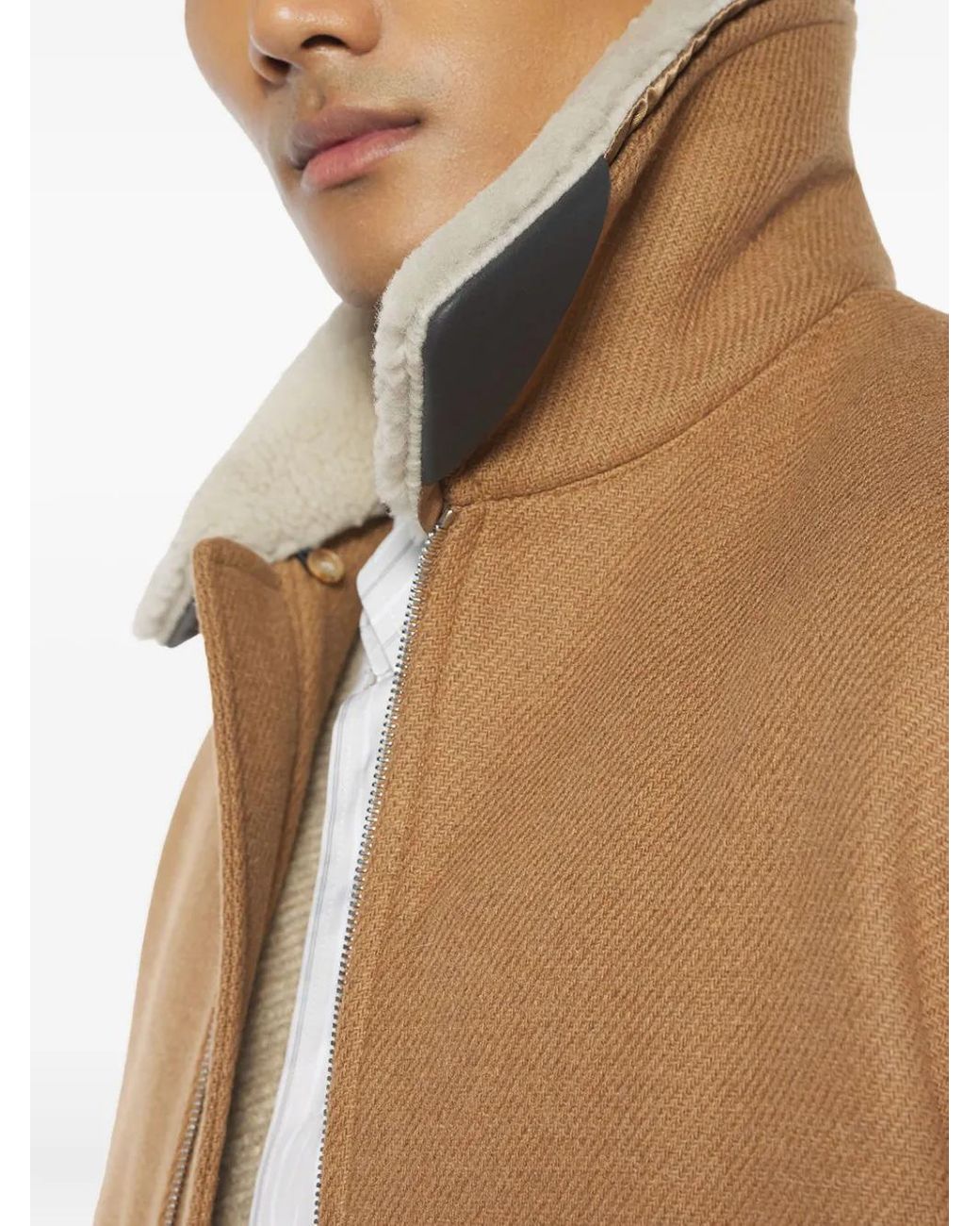 Chaqueta Con Cuello De Lana De Oveja Maison Kitsuné de hombre de color Natural