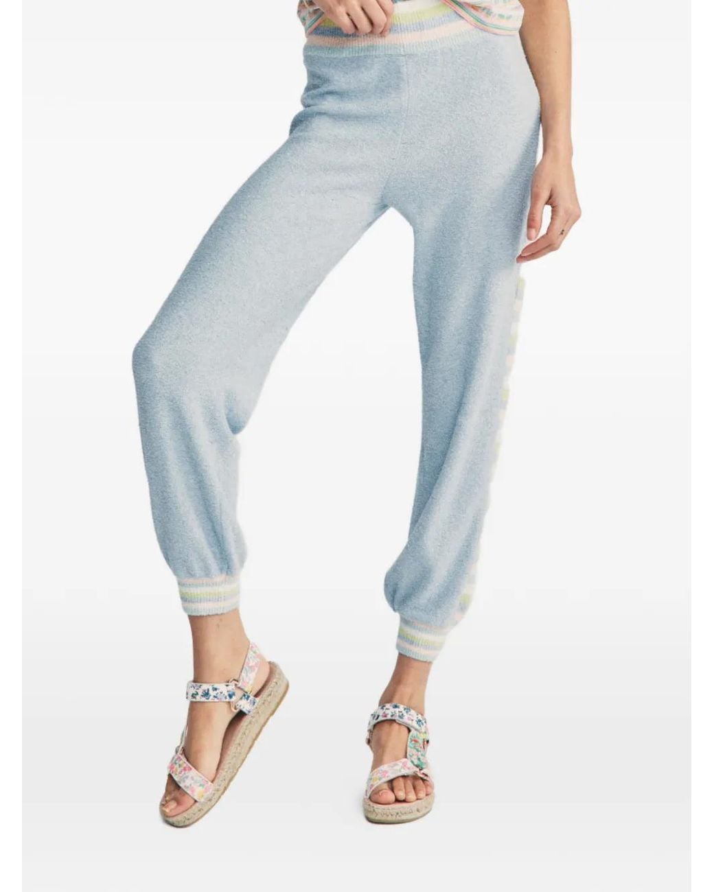LoveShackFancy Blue Striped-Trim Track Pants