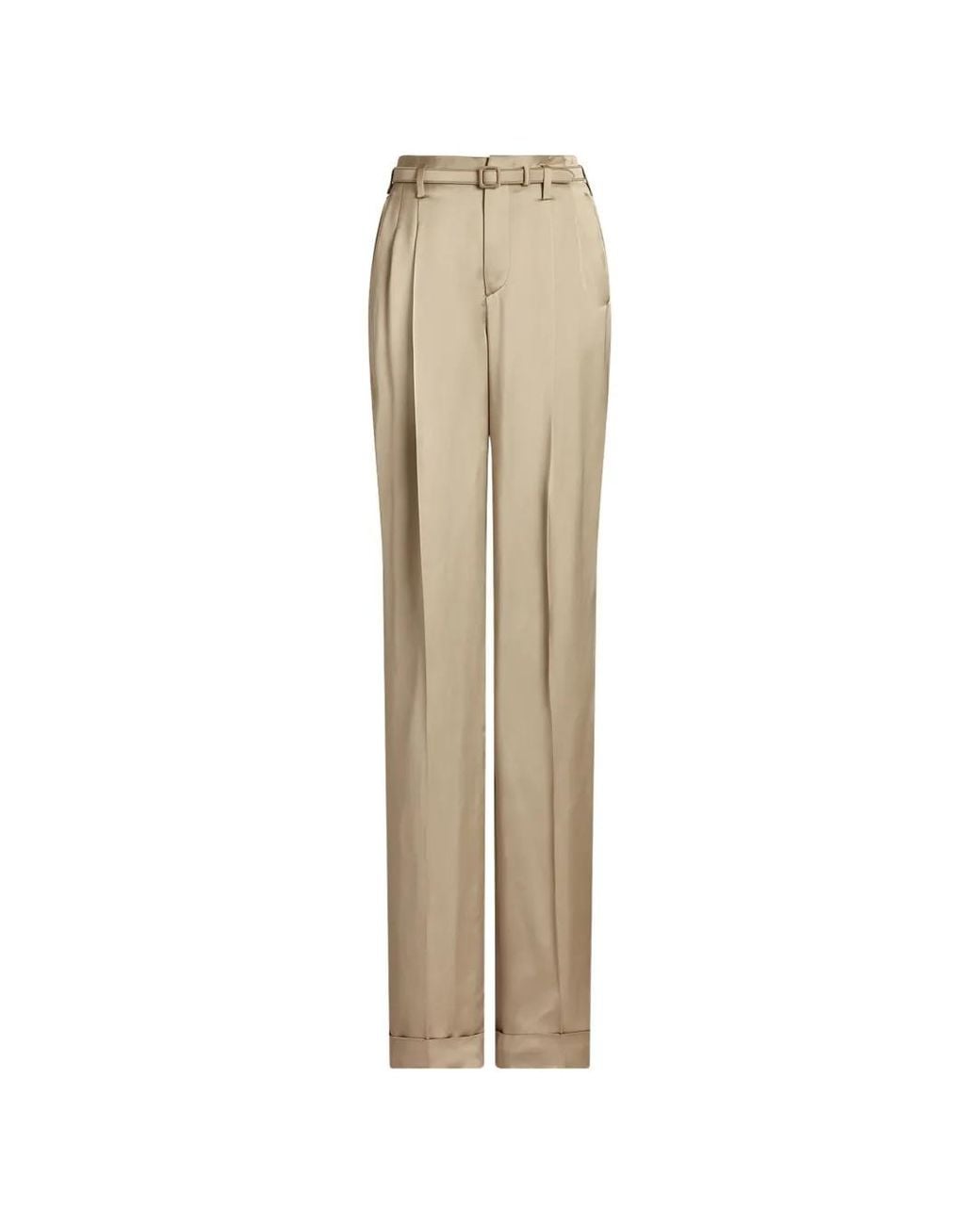 Ralph Lauren Natural Pantalon Plissé À Taille Ceinturée