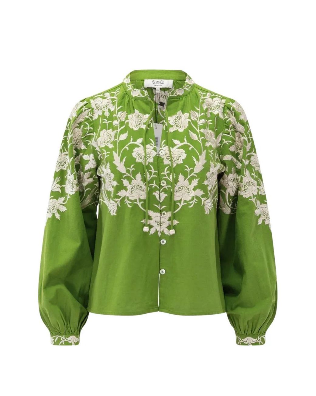 Sea Green Alina Embroidered Shirt