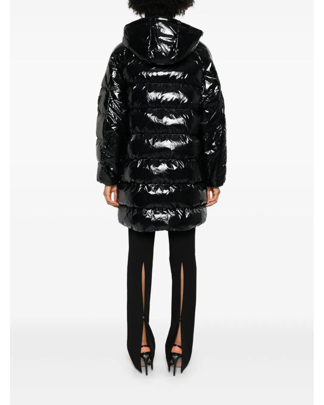 Pinko Black Hooded-Quilted Coat