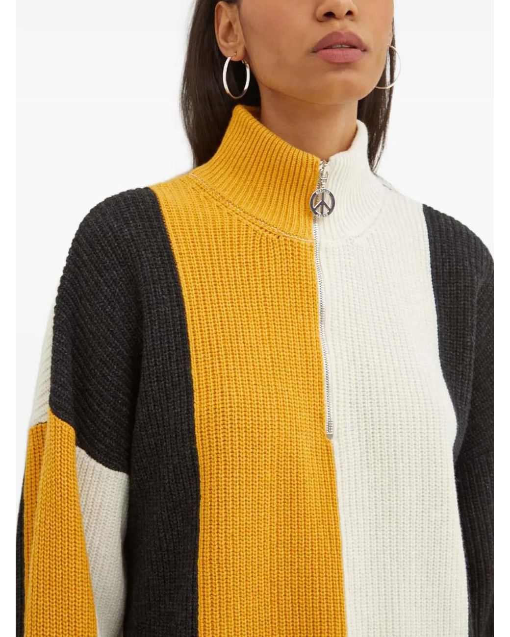 Pull Rayé Zippé Moschino en coloris Yellow