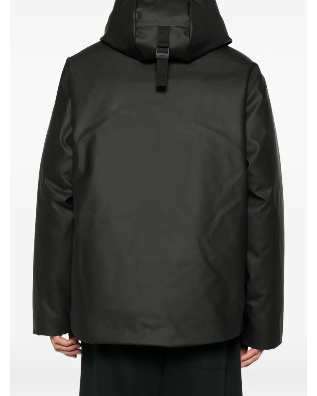 Rains Black Hooded-Padded Jacket for men