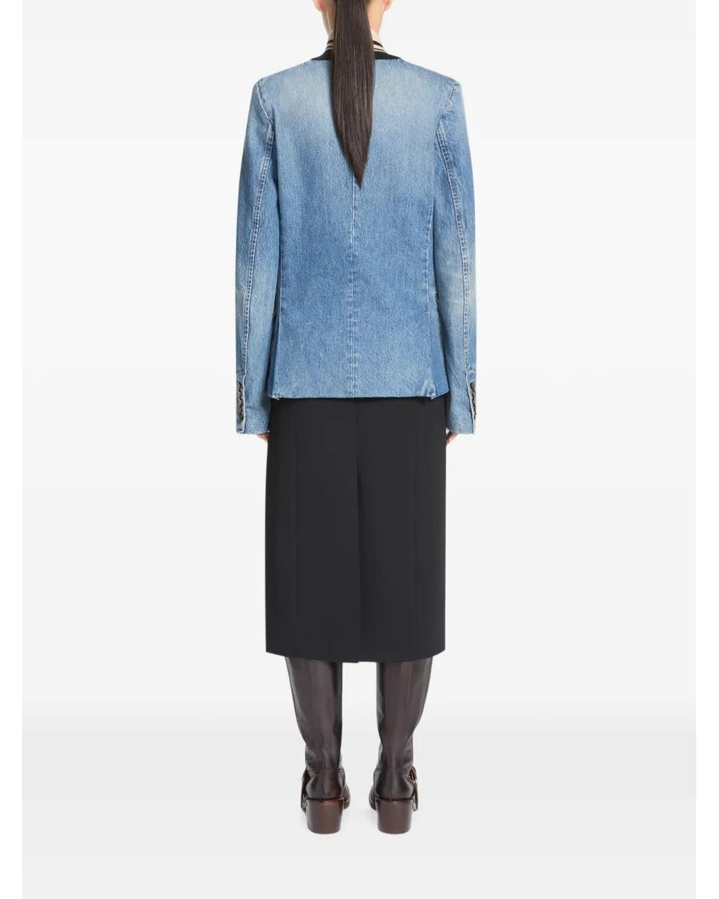 Dries Van Noten Blue Fitted Denim Blazer
