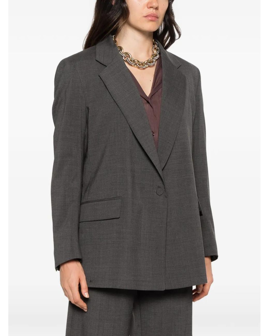 MARSĒM Gray Single-Breasted Notched-Lapels Blazer