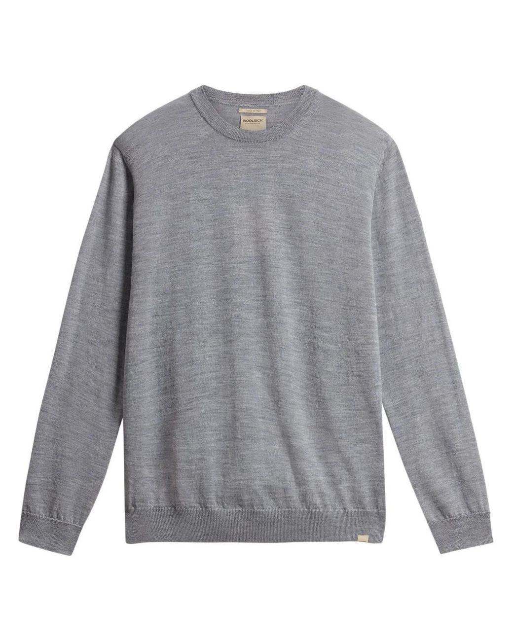 Woolrich Gray Woolrich Virgin Wool Logo Crewneck Sweater for men