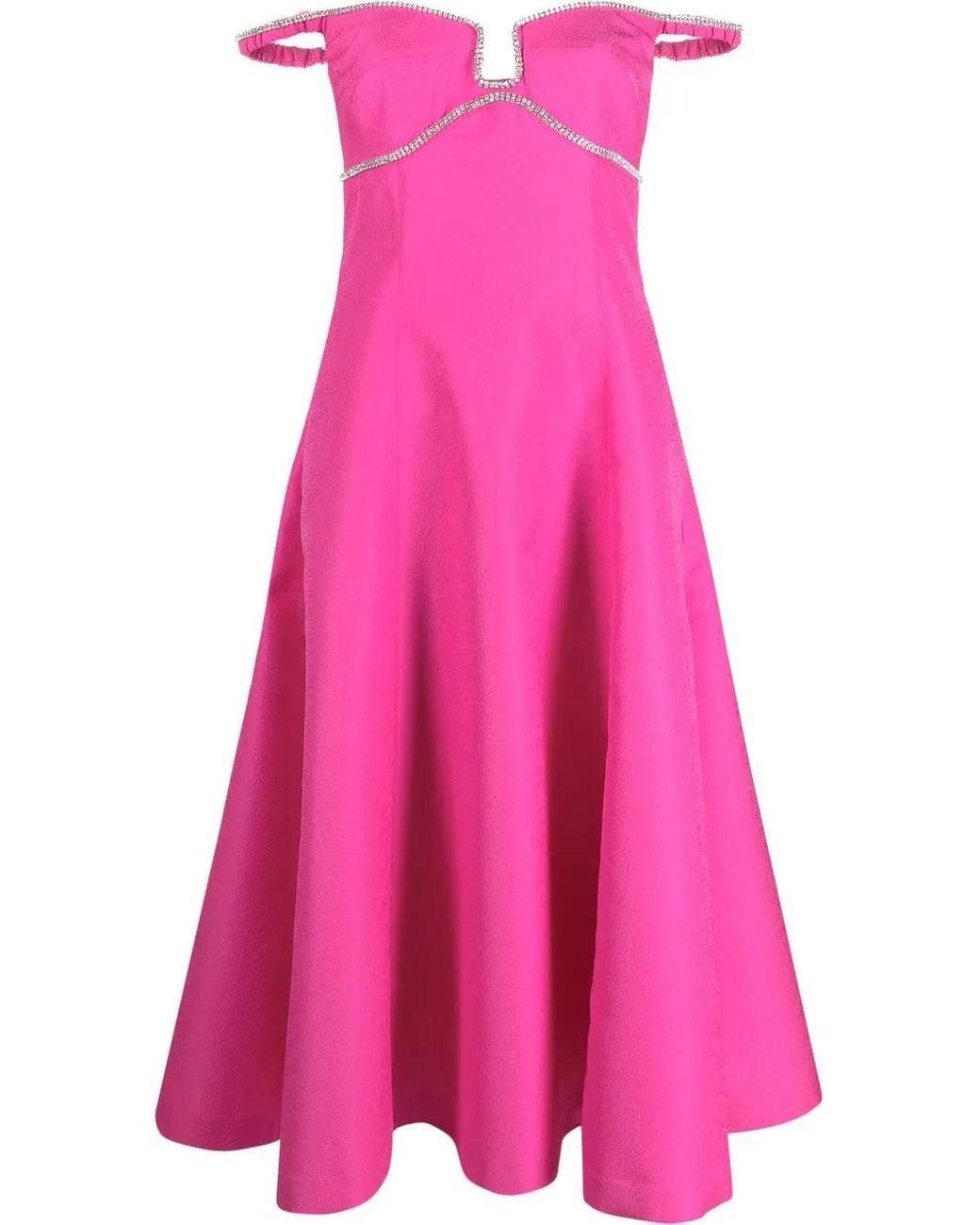 Self-Portrait Pink Diamante Detail Midi Dress