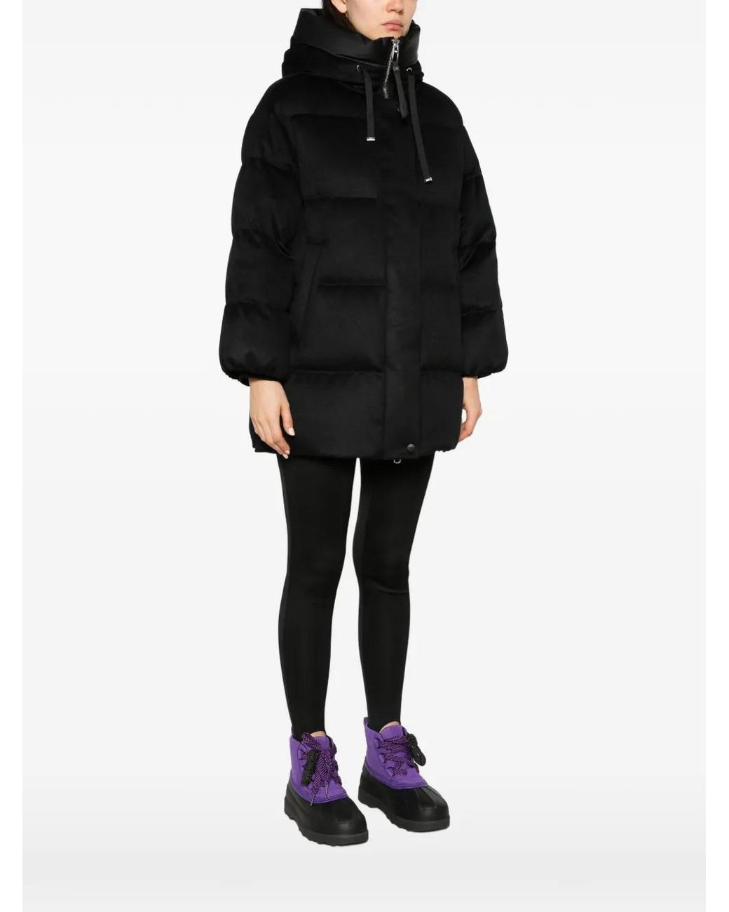DUNO Black Quilted-Pattern Coat