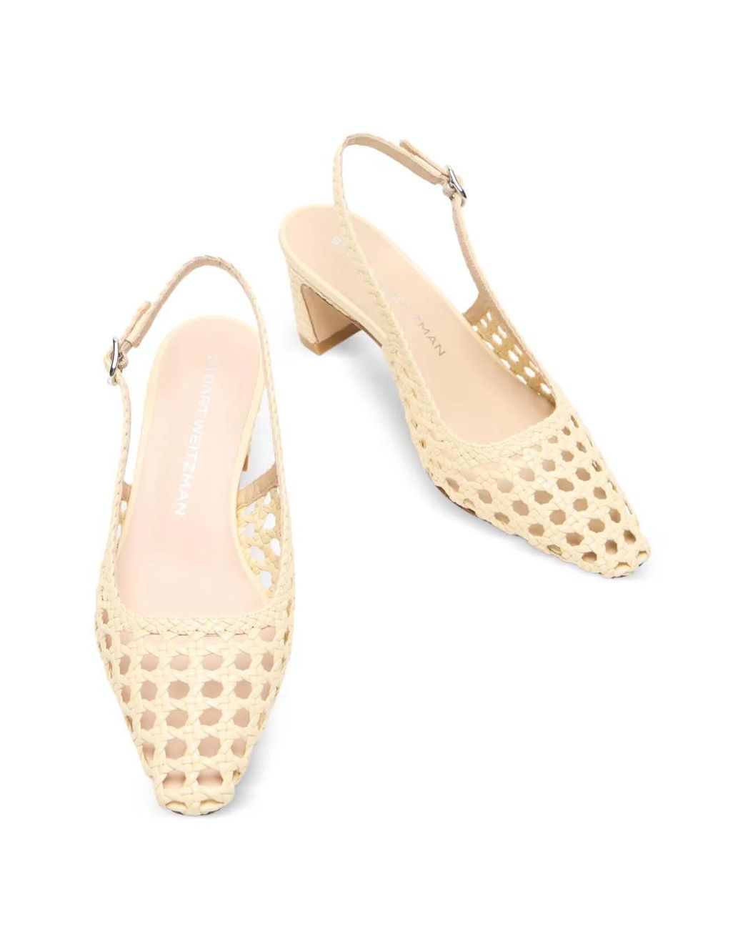 Stuart Weitzman Natural Stassi Interwoven Slingback Pumps