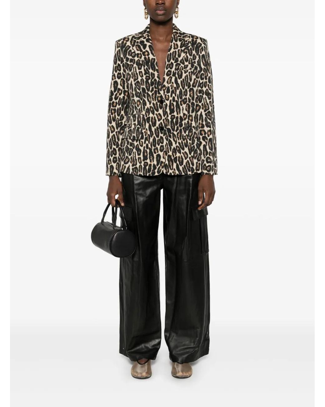 Theory Black Leopard-Pattern Blazer
