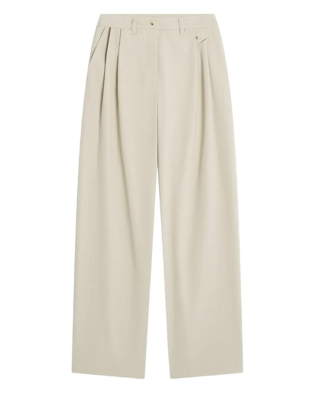 Maison Kitsuné White Pleated-Pocket Trousers
