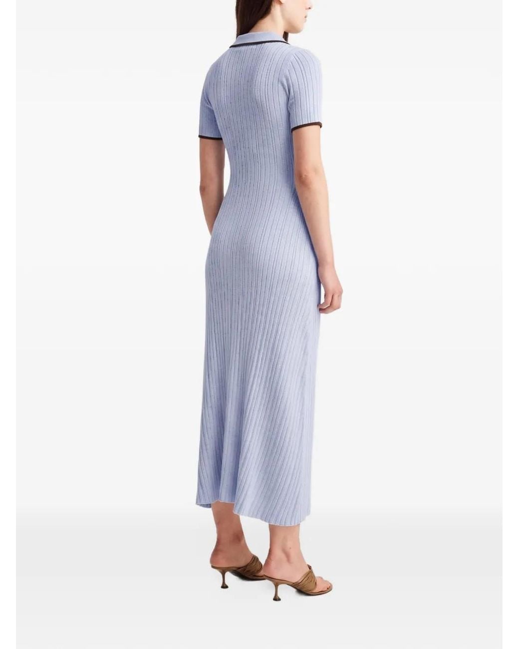 Anna Quan Blue Penelope Ribbed-Knit Maxi Dress