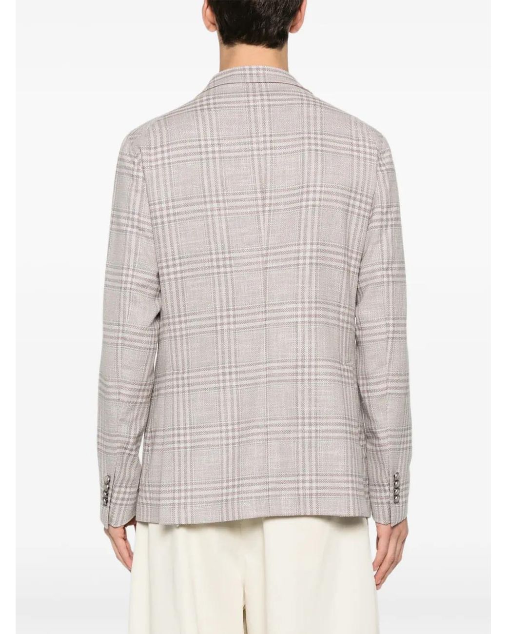 Tagliatore White Checked Blazer for men