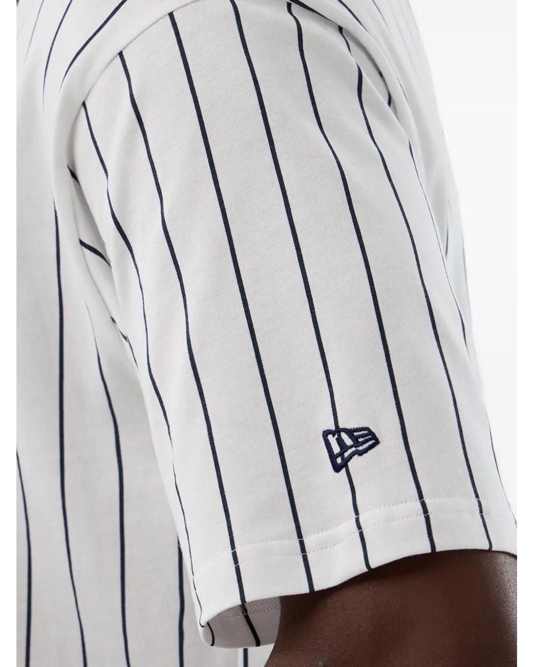KTZ White Pinstripe-Print Logo-Embroidered T-Shirt for men