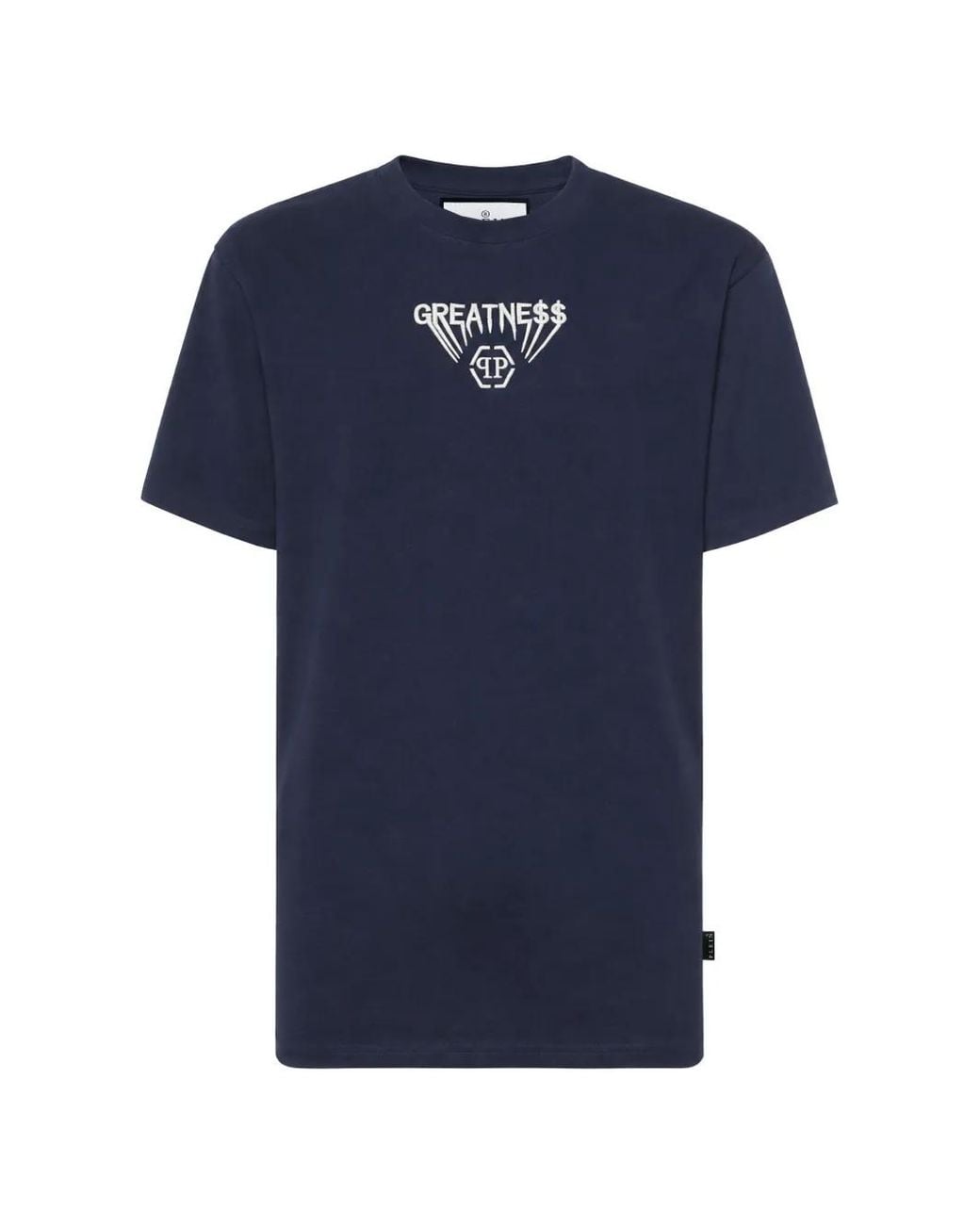 Philipp Plein Blue Embroidered Logo-Patch T-Shirt for men