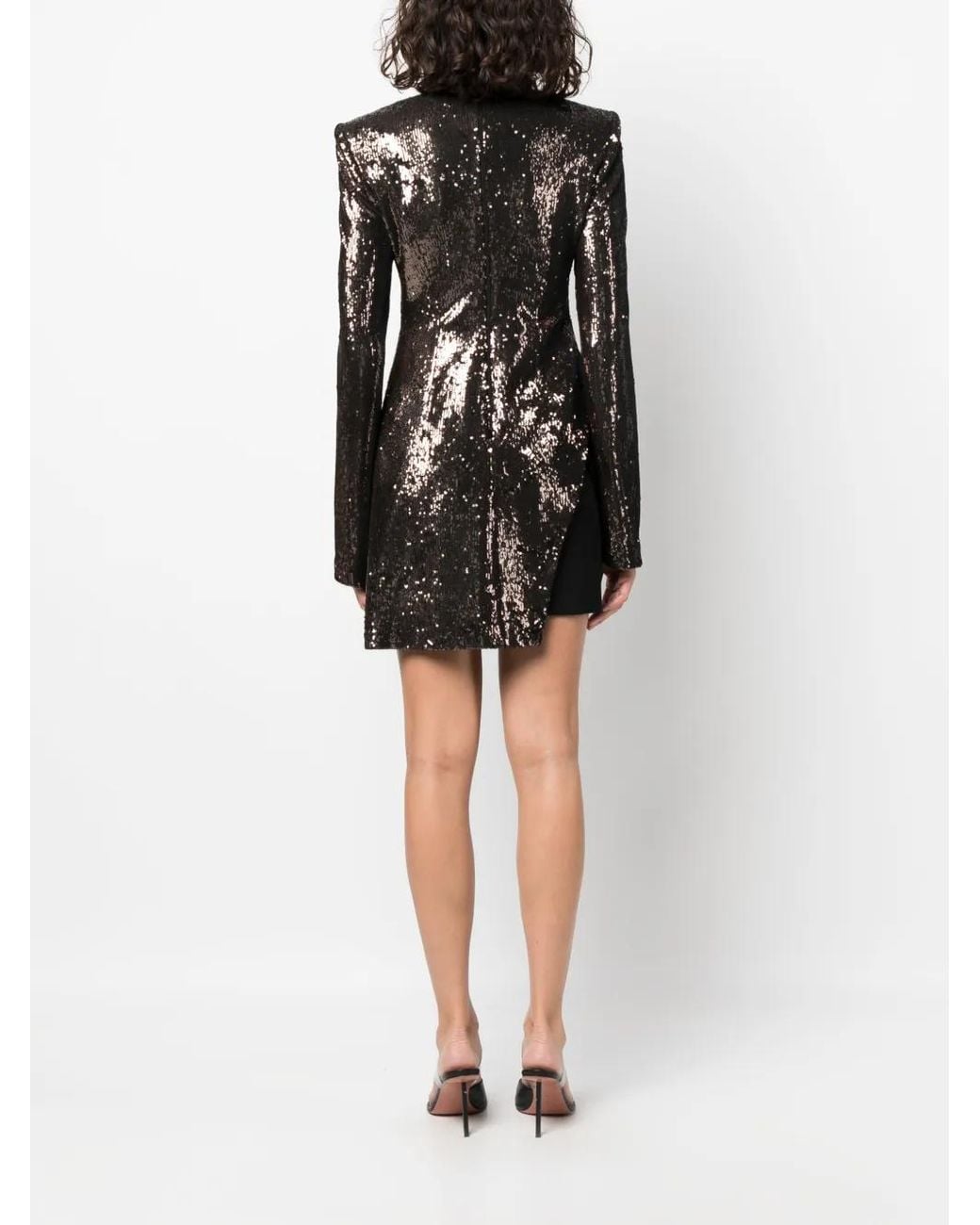 Genny Black Sequin-Embellished Layered Minidress