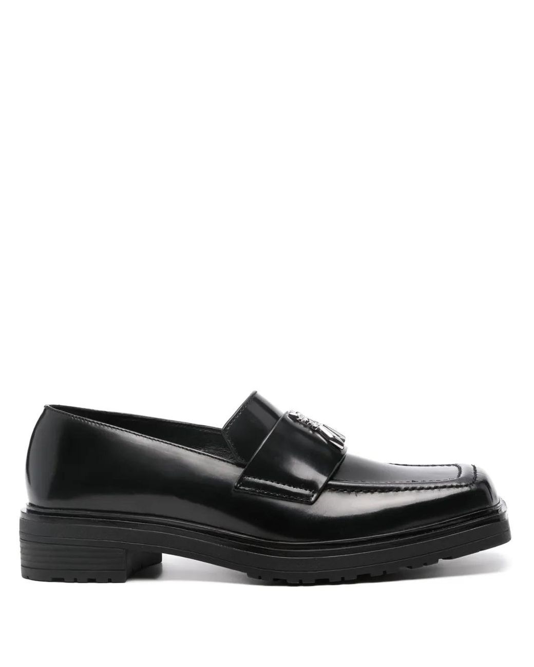 Patrizia Pepe Black Fly-Plaque Leather Loafers