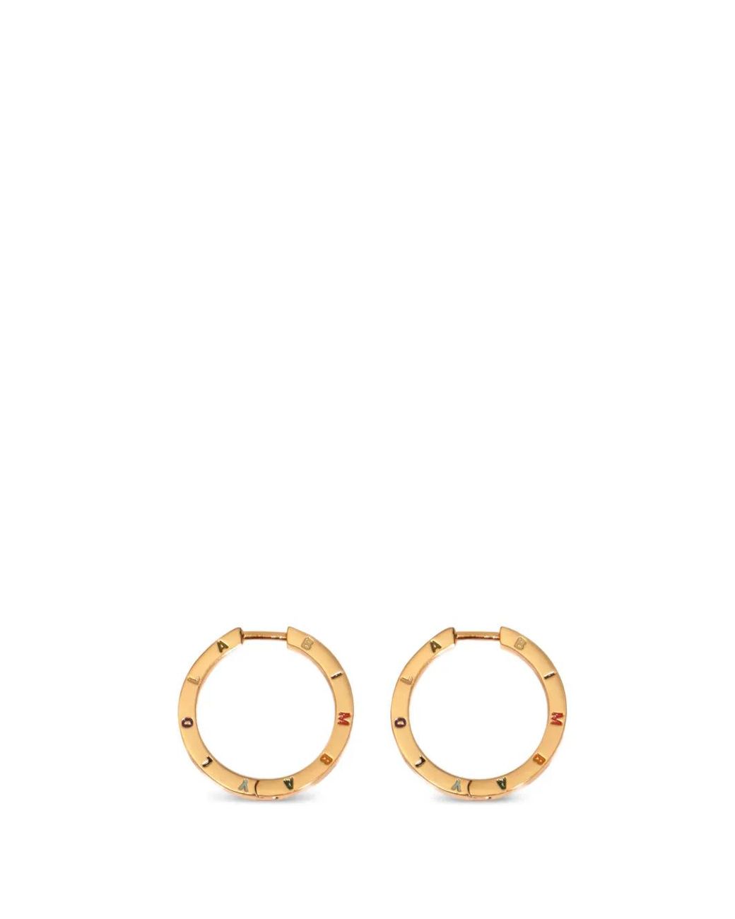 Bimba Y Lola Metallic Large Hoop Earrings With Multicolored Logo