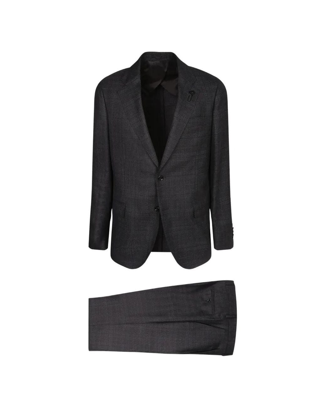 Lardini Black Check-Pattern Single-Breasted Suit for men