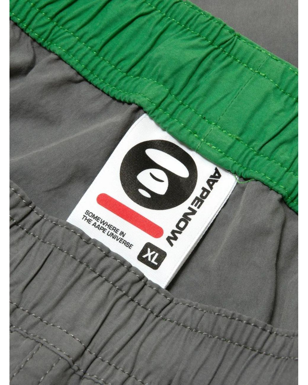 Aape By A Bathing Ape Gray Logo-Patch Shorts for men