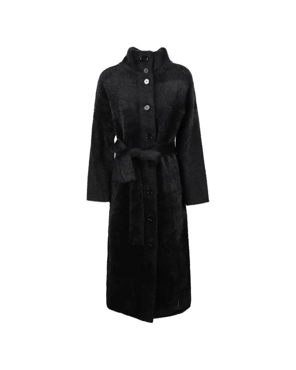 Patrizia Pepe Black Belted Longline Coat