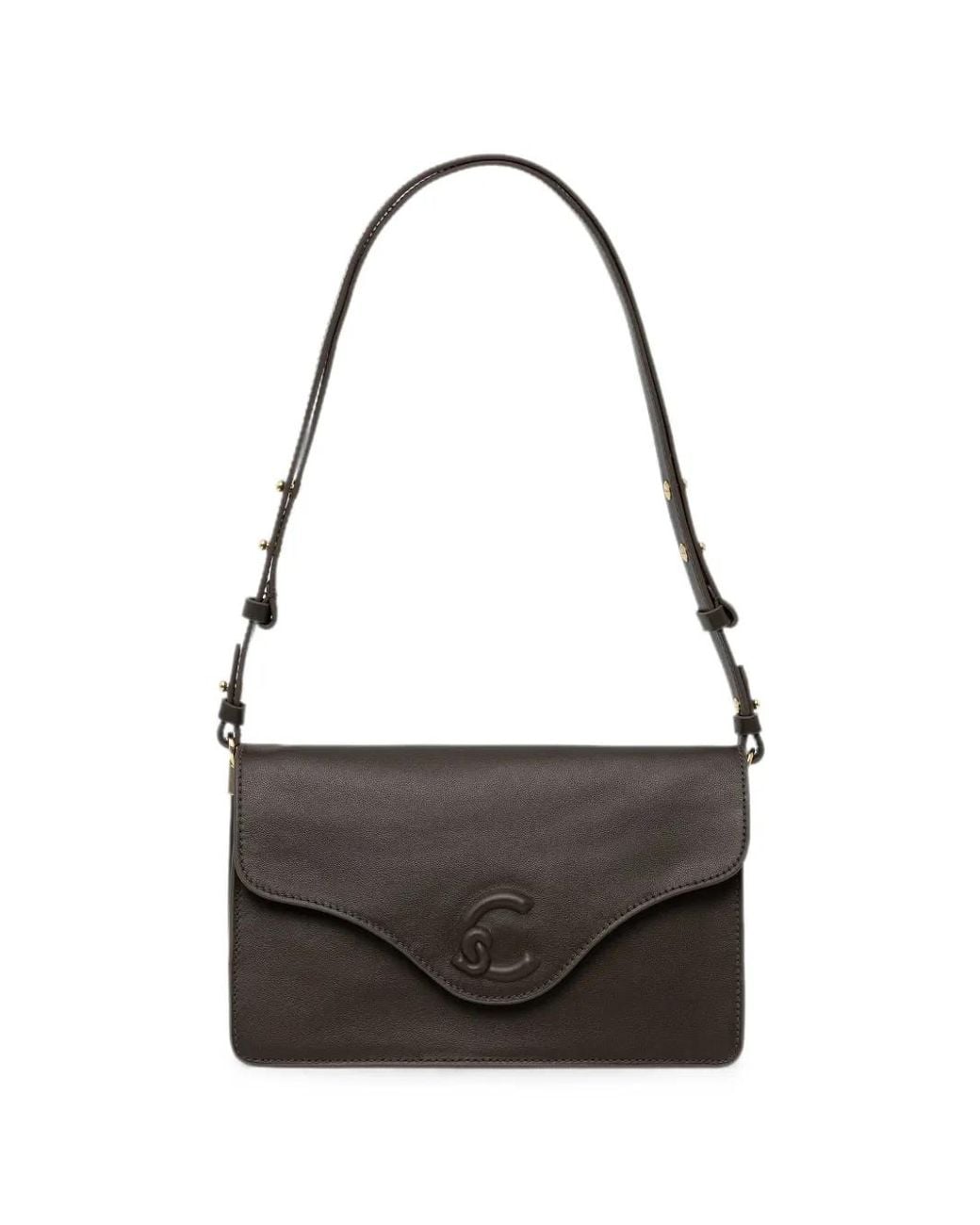 Coccinelle Black Logo-Embossed Leather Shoulder Bag