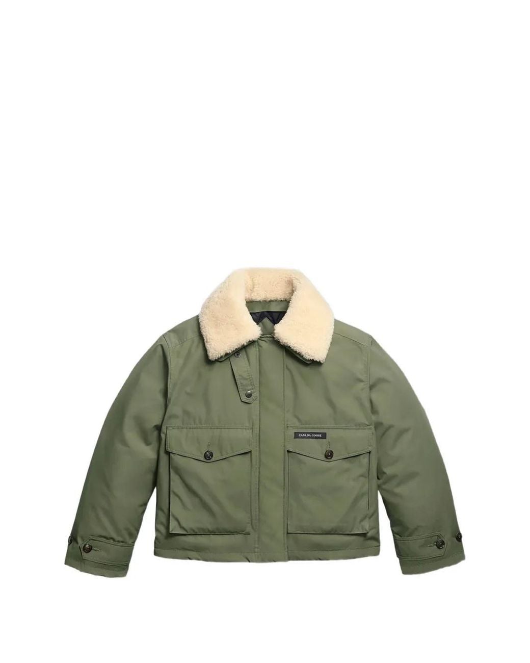 Canada Goose Green Scout Shearling-Collar Flap-Pocket Jacket