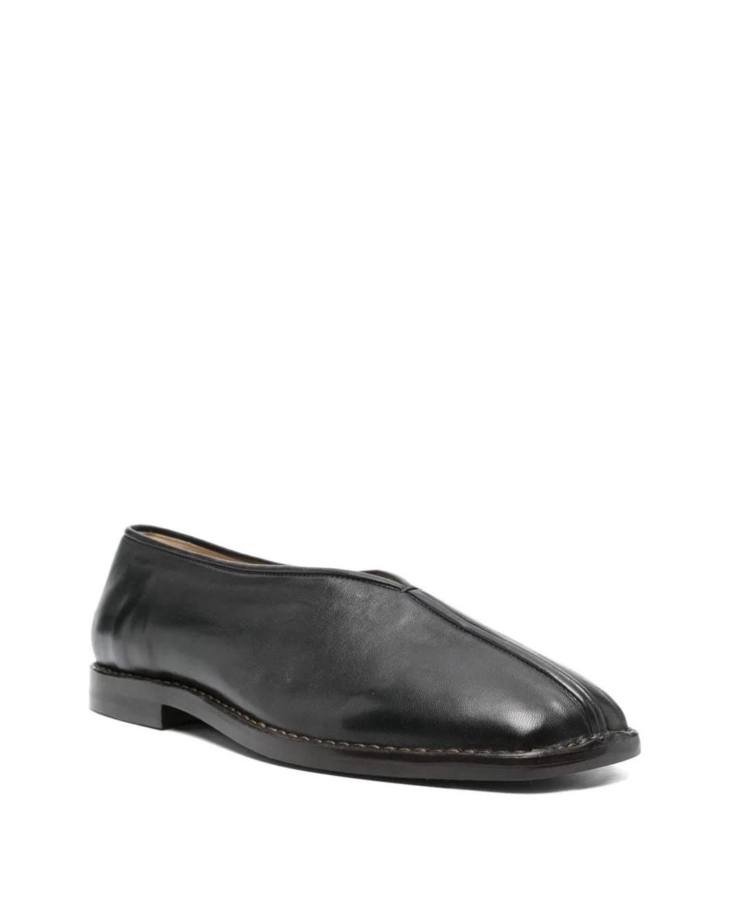 Lemaire Black Flat Piped Slippers for men