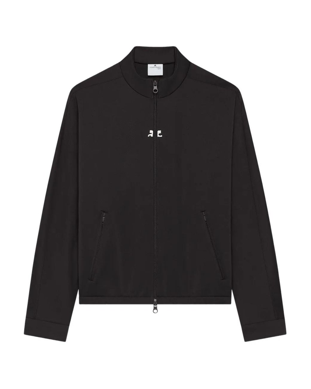 Courreges Black Zip-Up Ac-Logo Track Jacket for men