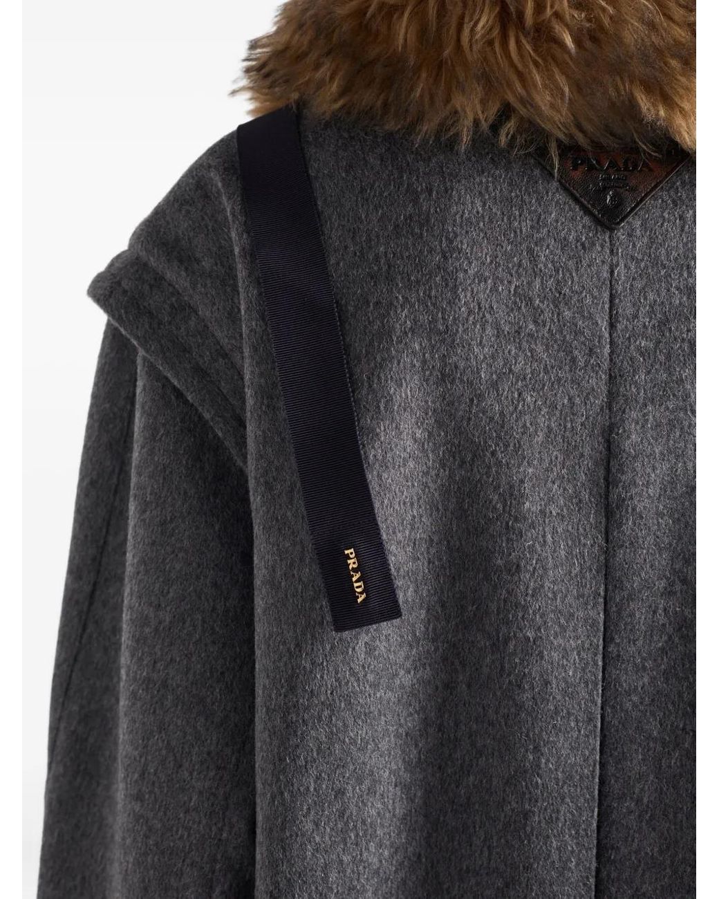 Prada Gray Single-Breasted Loden Wool Coat Clothing