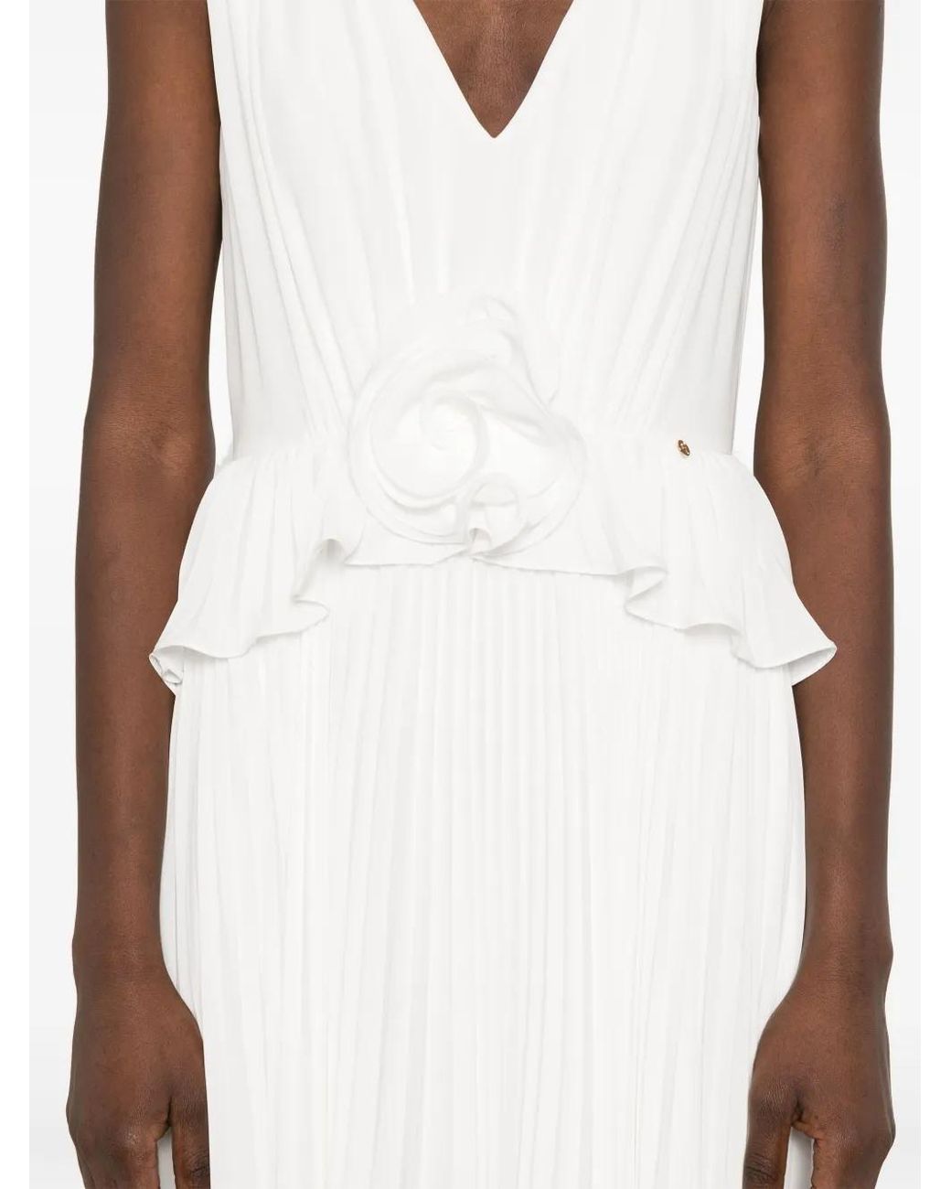 Nissa White Floral-Appliqué Gown