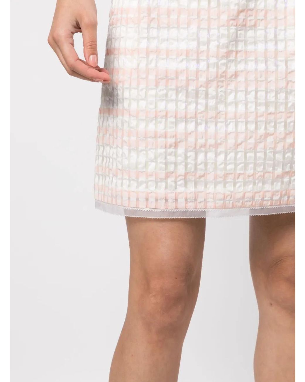 Shiatzy Chen Natural Pleated Drawstring Skirt