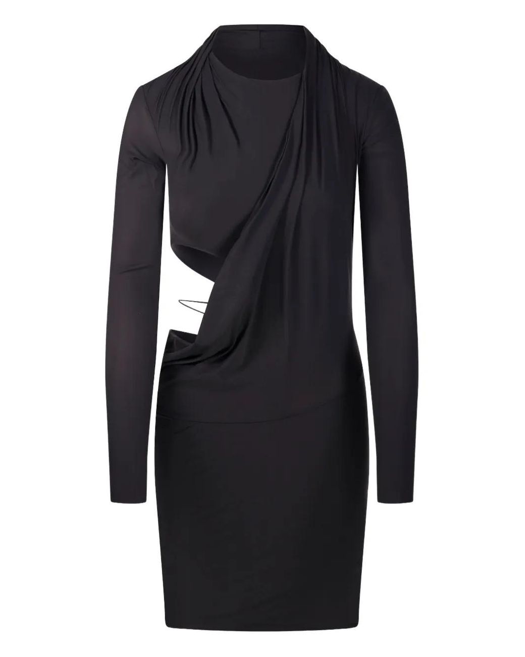 Amazuìn Black Draped Cutout Dress