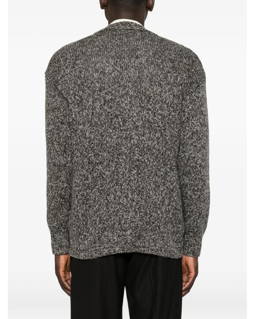 Tagliatore Gray Stoten Marl-Knit V-Neck Cardigan for men