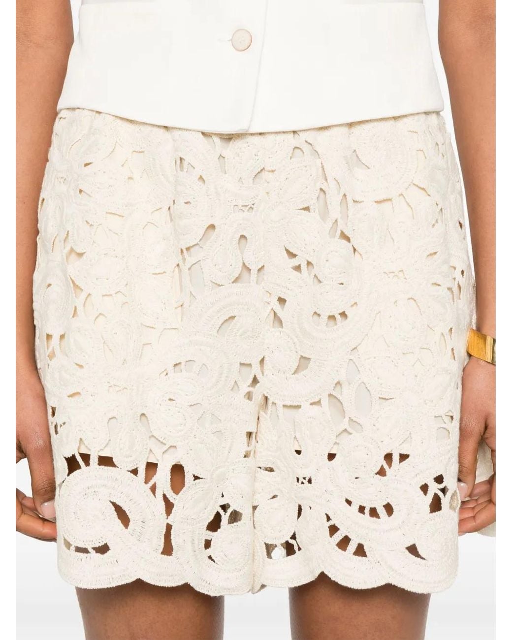 Moncler Natural Floral Macrame Shorts