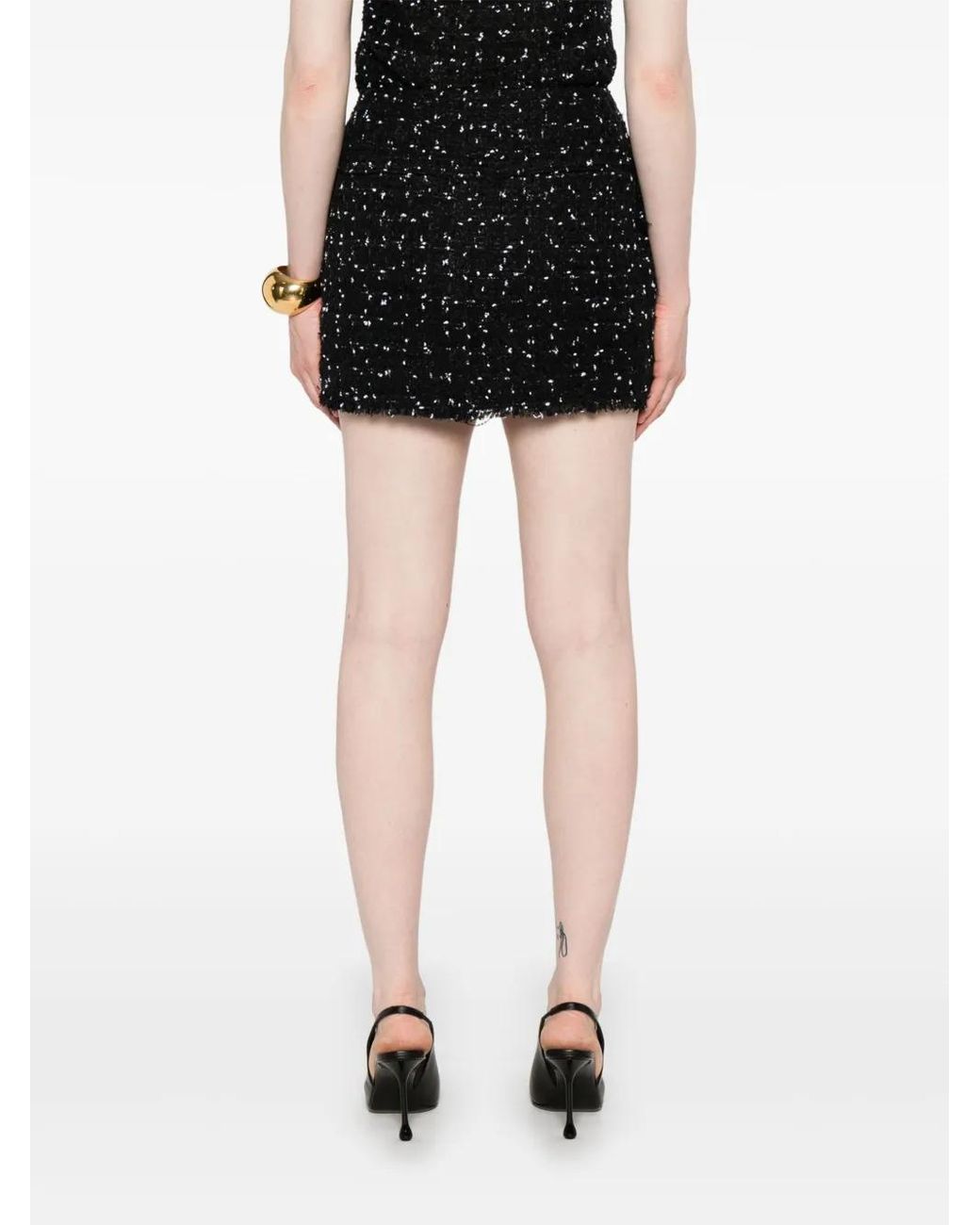 Balmain Black Tweed Mini Skirt