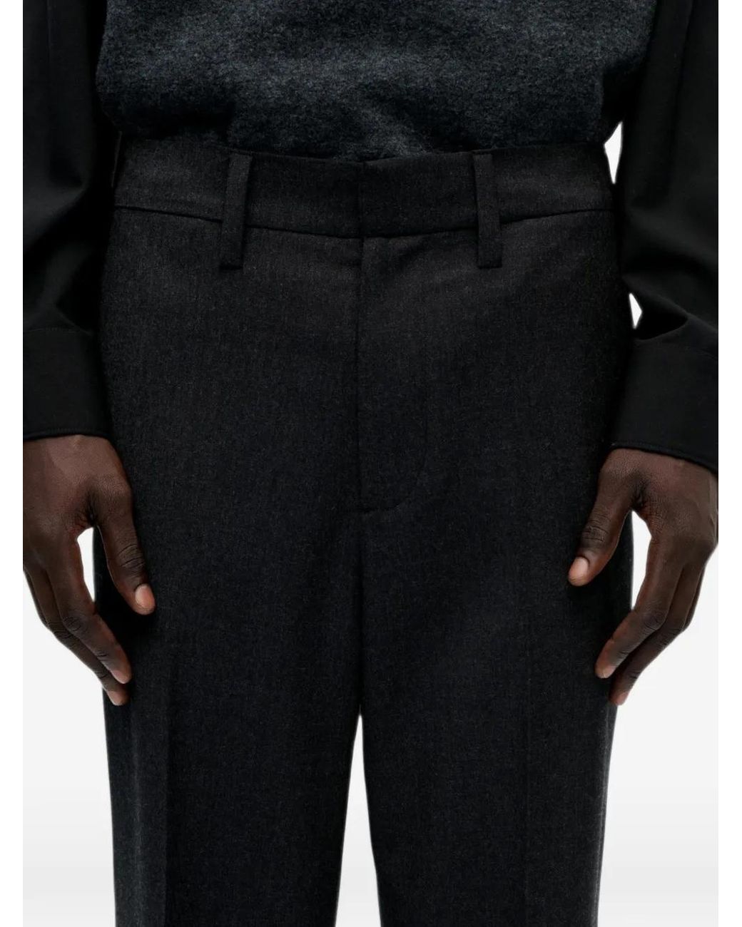 BERNER KUHL Black Soft Blazer Flannel Wool Trousers for men
