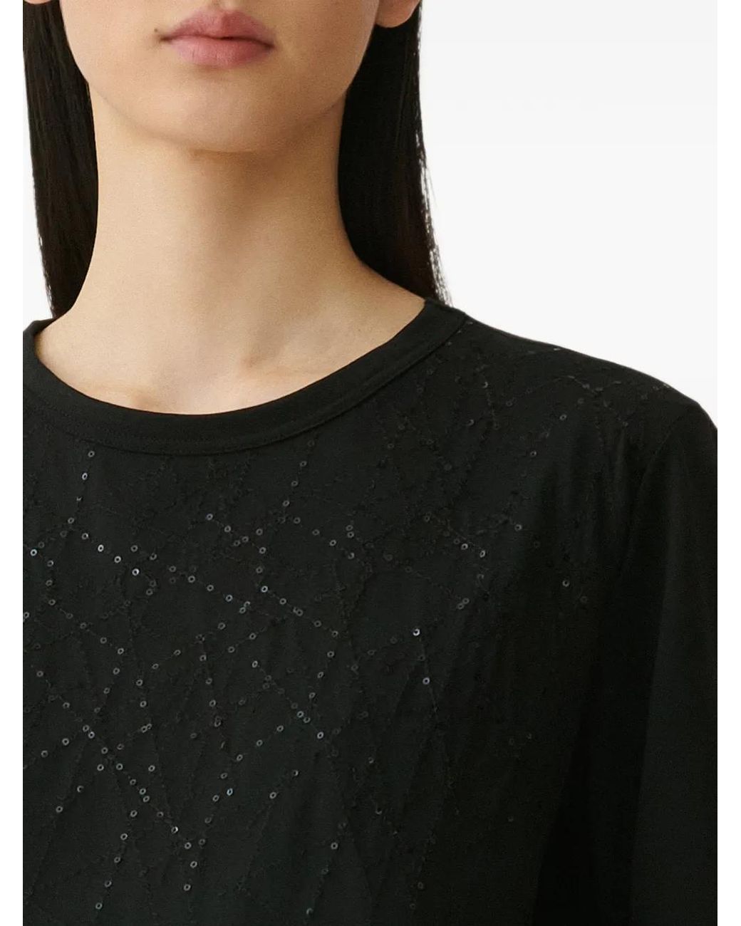 Fabiana Filippi Black Sequin-Embellished T-Shirt