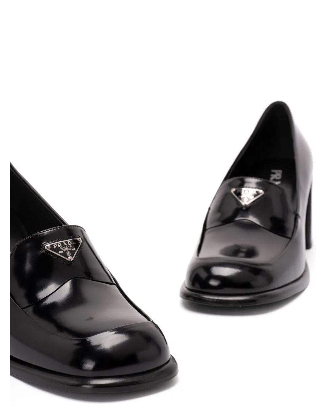 Prada Black Brushed Leather Loafers