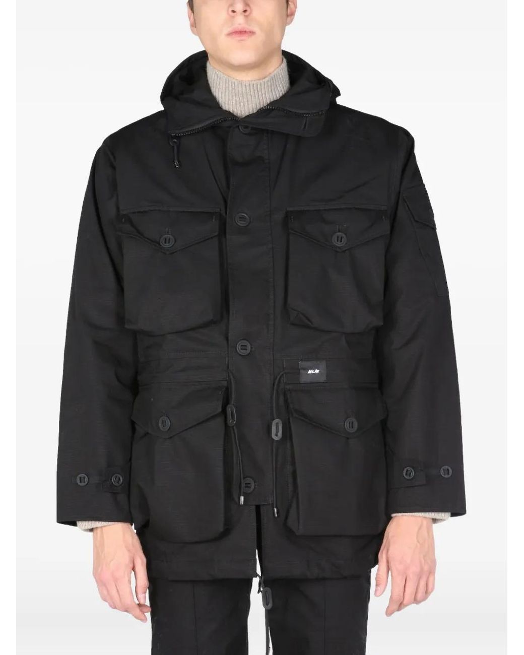ArkAir Black Buttoned Hooded Shirt for men