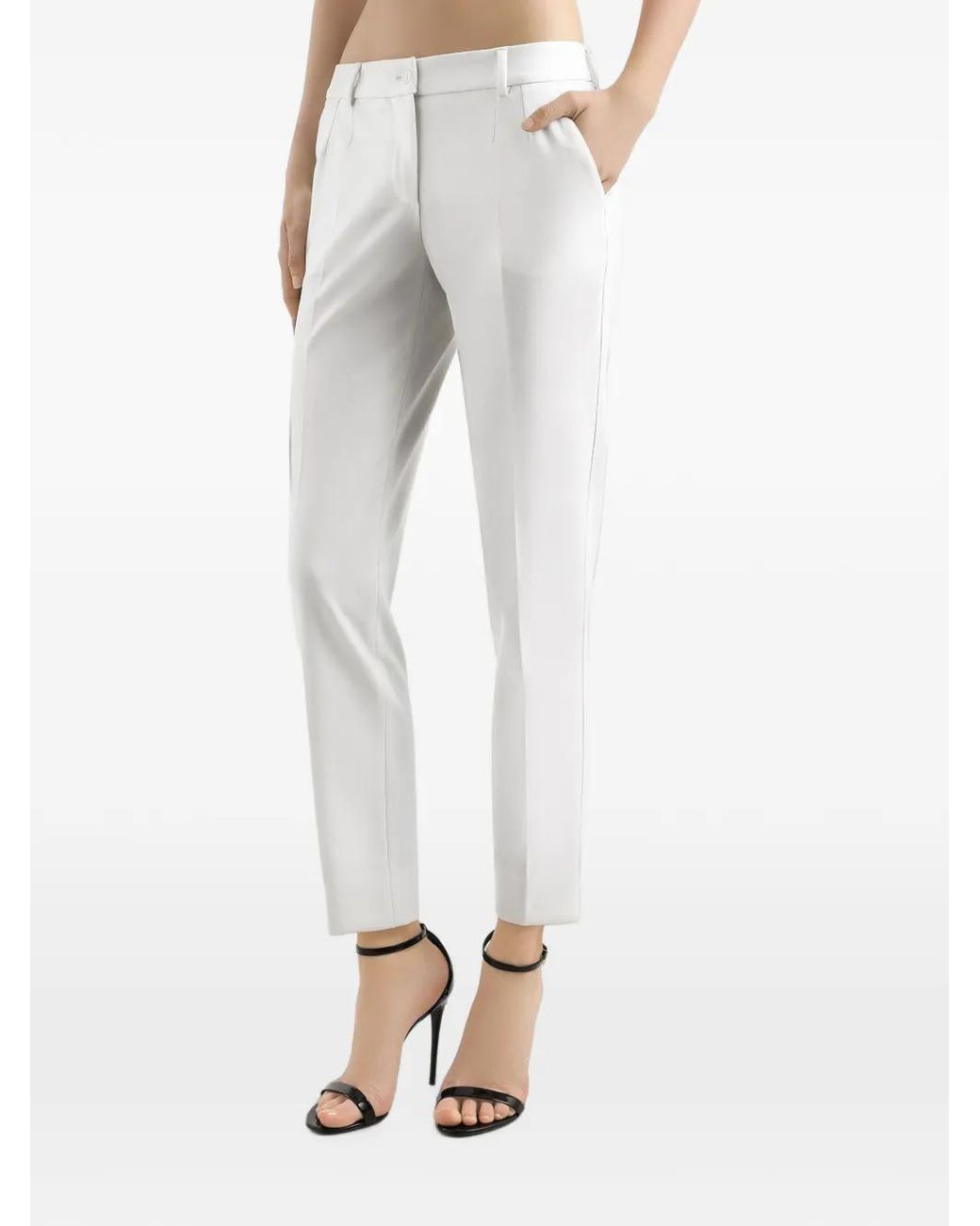 Dolce & Gabbana White Cropped Tailored Trousers