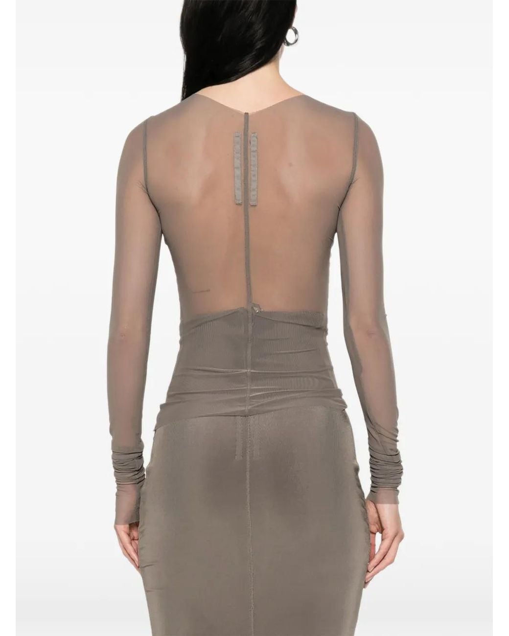 Rick Owens Gray Sheer-Design Top