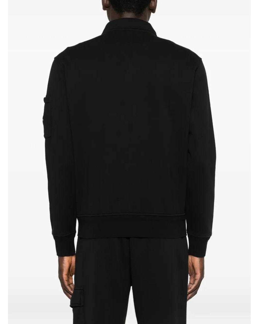 C P Company Black Sweat Zippé À Détail De Lentille for men